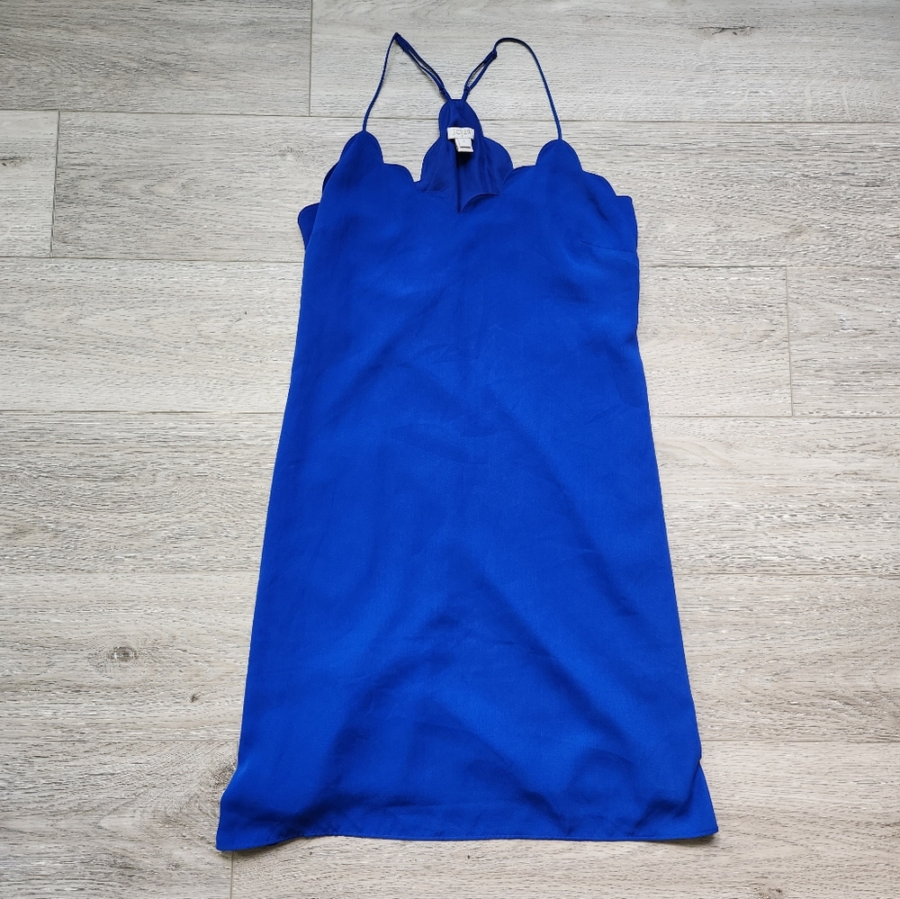 J. Crew Royal Blue Scalloped Dress Womens 8 Cobalt Wedding Event